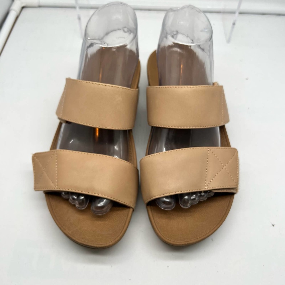 Fitflop Women's Tan Leather Dual-Strap Slide Sandals - Picture 2 of 8